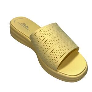 Clarks Drift Twist Light Yellow Platform Slide Sandals SZ/7W